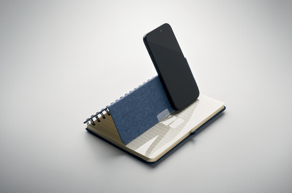 Cahier A5 support de téléphone Strata - Bleu