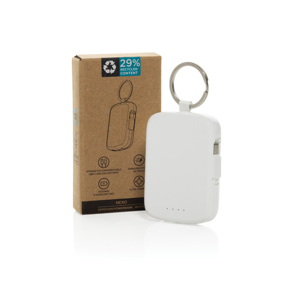 Nexo RCS sleutelhanger powerbank 2.000 mAh met geïntegreerde - Wit