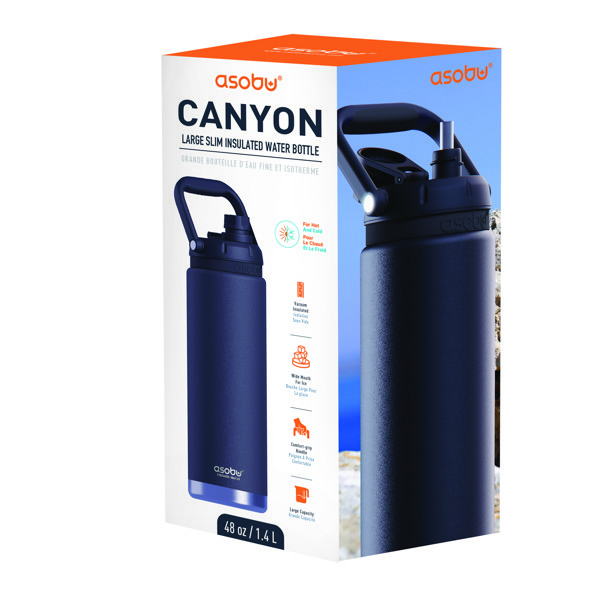 Asobu® Canyon Flaša: 1,43 L Izolirana Steklenica za Pohodništvo in Kampiranje - Black Puramic