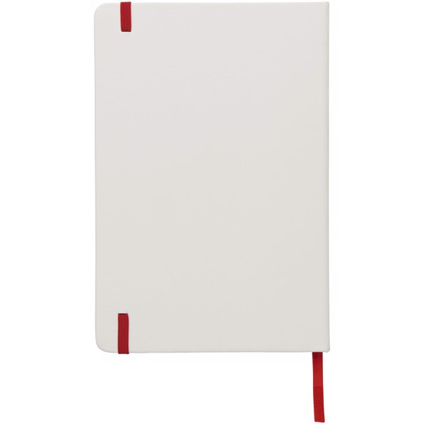 Carnet de notes blanc A5 Spectrum avec élastique de couleur - Blanc / Rouge
