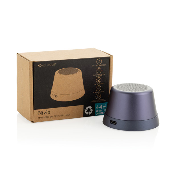 Enceinte magnétique 5W en aluminium recyclé RCS Nivio - Bleu
