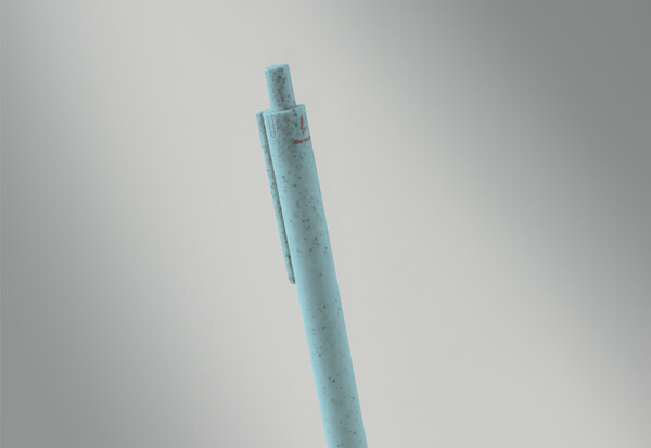 Stylo poussoir blé paille  PP. Pecas - Bleu