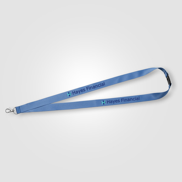 Tour de cou Elix rPET avec attache de sécurité - Bleu roi / Jet d’encre 4 couleurs