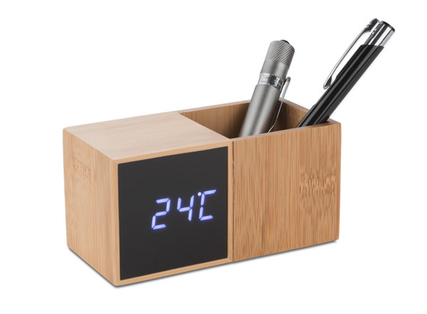 Desk clock with organizer BAMBOO