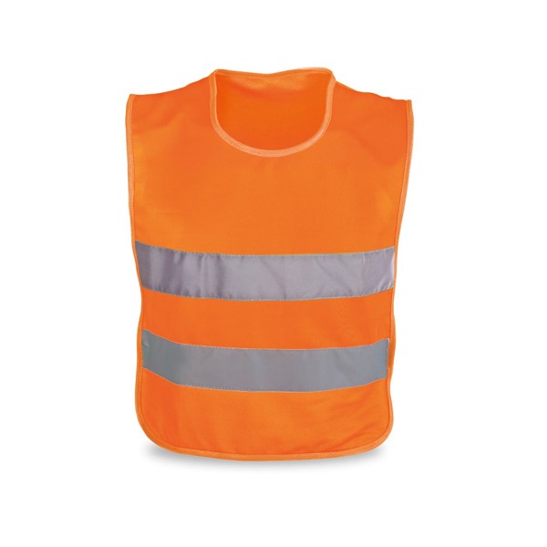MIKE. 100 % polyesterová reflexná detská vesta - Oranžová