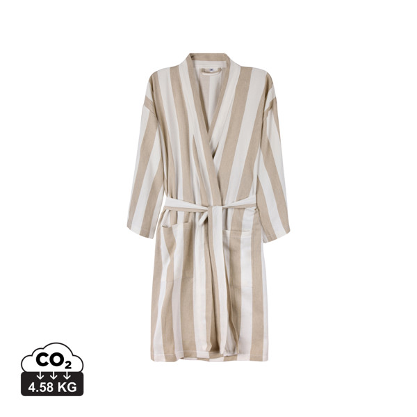 VINGA Peignoir L/XL hammam GRS Ornos - Beige / Blanc