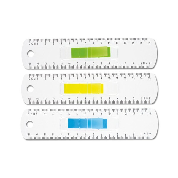 15cm TRANSPARENT RULER WITH PAGE FLAGS - Jaune / 