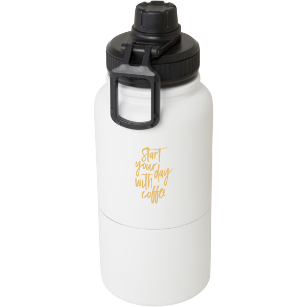 Garrafa desportiva de 840 ml isolada em aço inoxidável com certificação RCS "Dupeca" - Branco