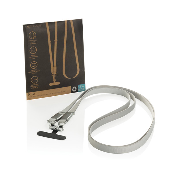 Nivo RCS recycled PET Crossbody lanyard - Grey