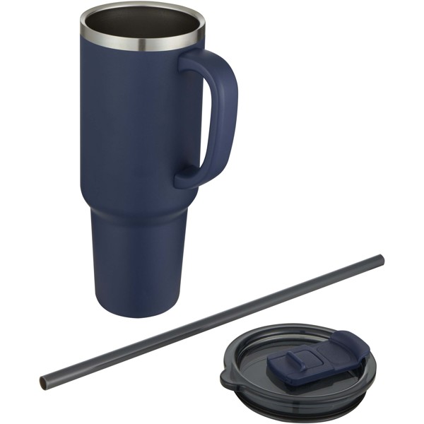 Mug Sydney 1200 ml double paroi certifié RCS avec isolation par le vide et couche de cuivre avec paille - Marine
