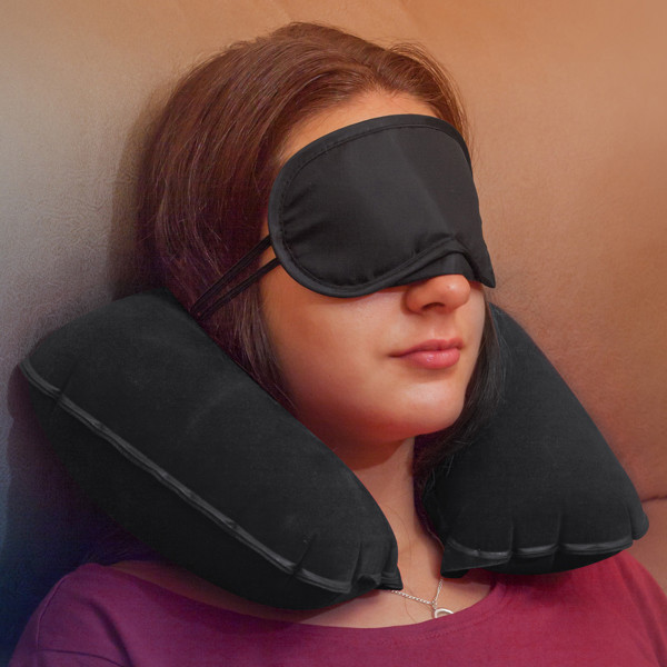 Custom travel eye mask in microfiber with double elastic