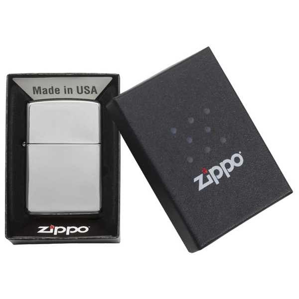 Zippo 250 shiny metal lighter, silver