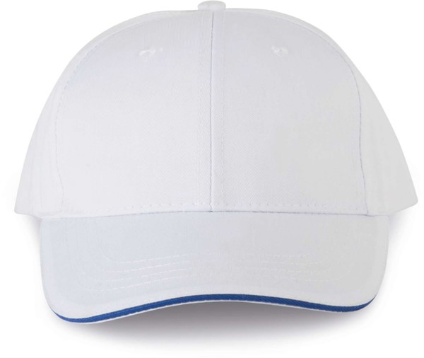 Oekotex Certified 6 Panels Cap With Sandwich Peak - White / Royal Blue