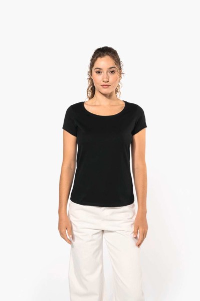 Ladies’ Boat Neck Short-Sleeved T-Shirt - White / 2XL