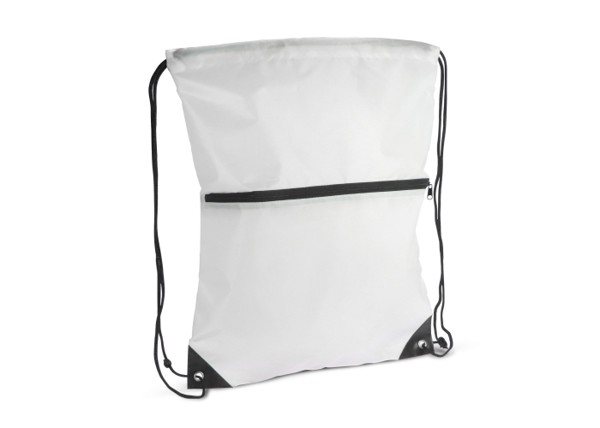Drawstring bag 210T R-PET with zipper - White