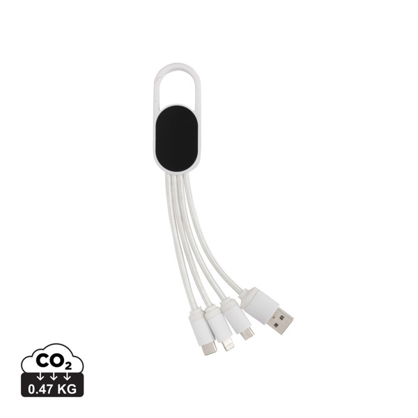 4-in-1 cable with carabiner clip - White