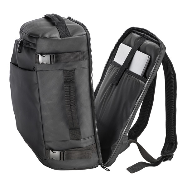 Cabin Size Travel Backpack With Laptop Holder (15) In 600D Polyester With Pu Coating - Black