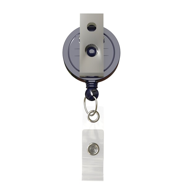 Retractable badge reel in round shape with ⌀2.8cm logo - Cool Dark blue / Bull Dog Clip