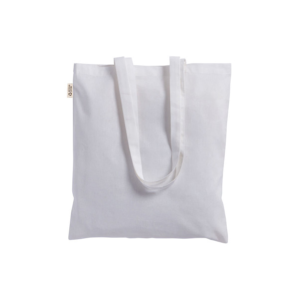 Shopper Aus Recycelter Baumwolle/Polyester 180 G/M2, Lange Griffe - Weiß