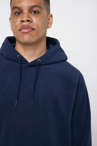 Polaire à capuche en polyester recyclé IQONIQ Trivor - Bleu Marine / L