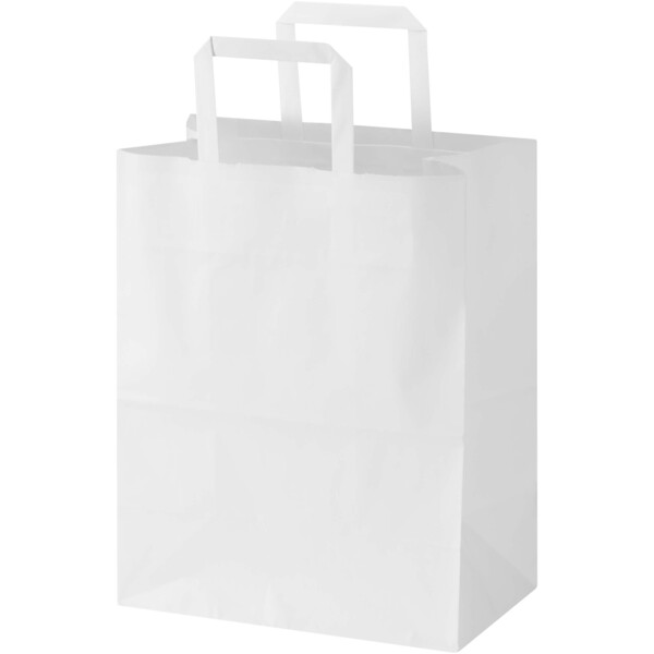 Kraft papieren tas 80 g/m² met platte handvatten – 25 x 15 x 32 cm - Wit