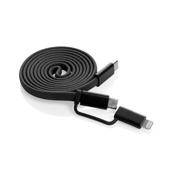 Ultra tenký magnetický nabíjecí kabel 60W 2 v 1 - Černá
