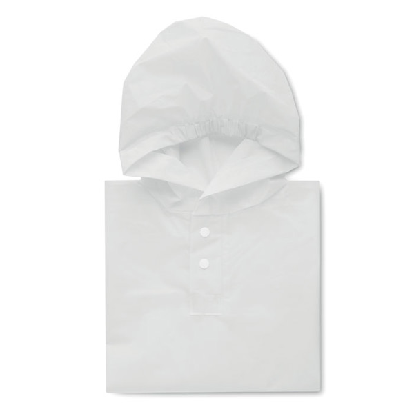 PEVA kid raincoat with hood Ponchie - White