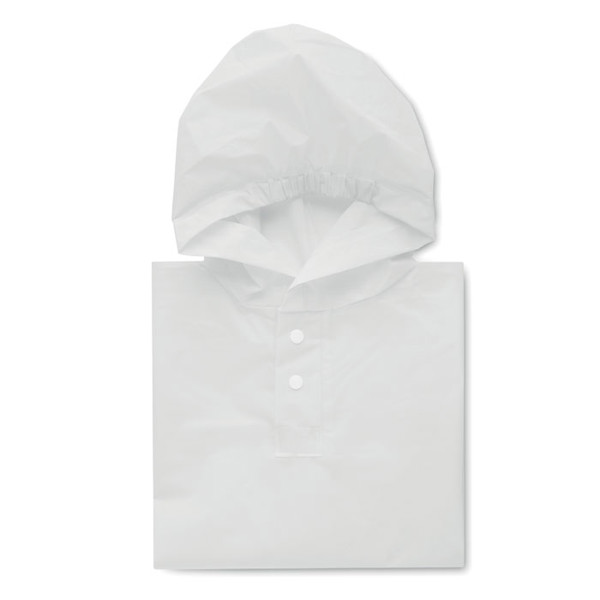 PEVA kid rain coat with hood Ponchie - White