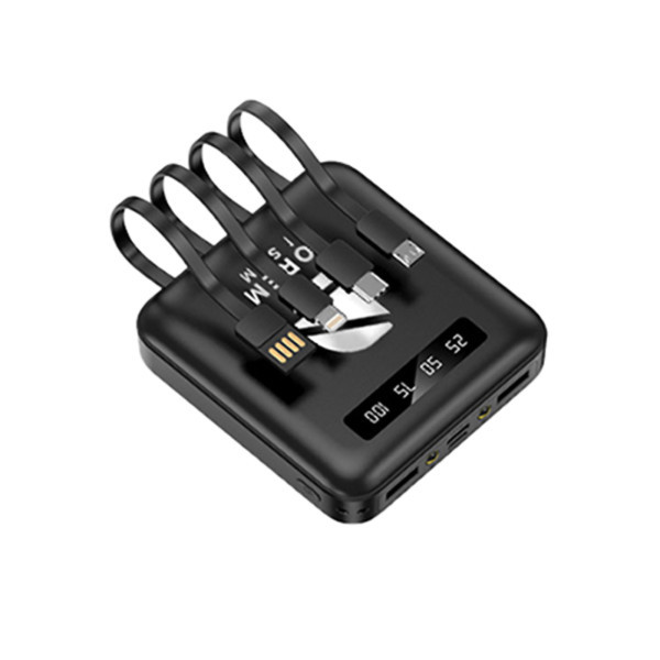 HEIHO - BATTERIE DE SECOURS AVEC 4 CABLES - 10 000 MAH NOIRE