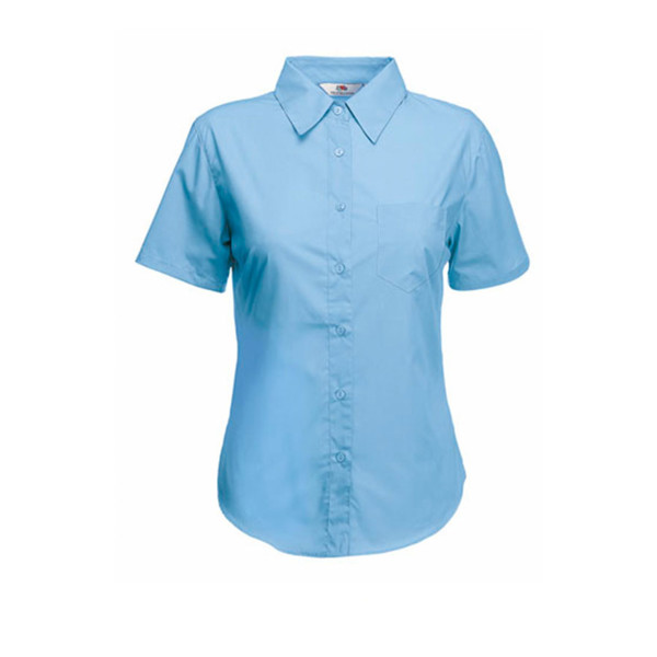 Camisa Poplin Ladies Manga Curta 120G - 55% Algodão/ 45% Poliéster - Azul Claro / XS