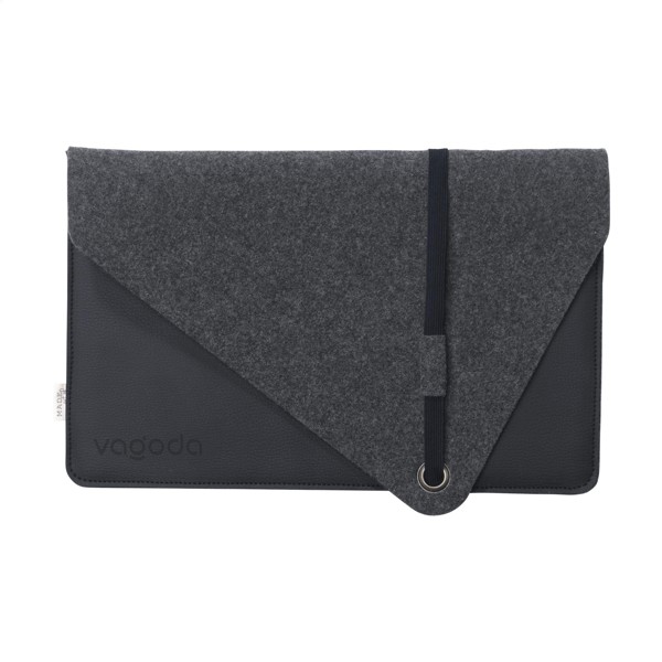 Recycled Felt & Apple Leather Laptop Sleeve 15/16" - Black