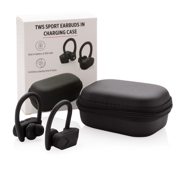 TWS sport earbuds in charging case