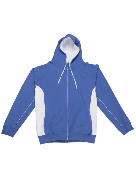 Contrast Hooded Sweat Full Zip - Black White / M