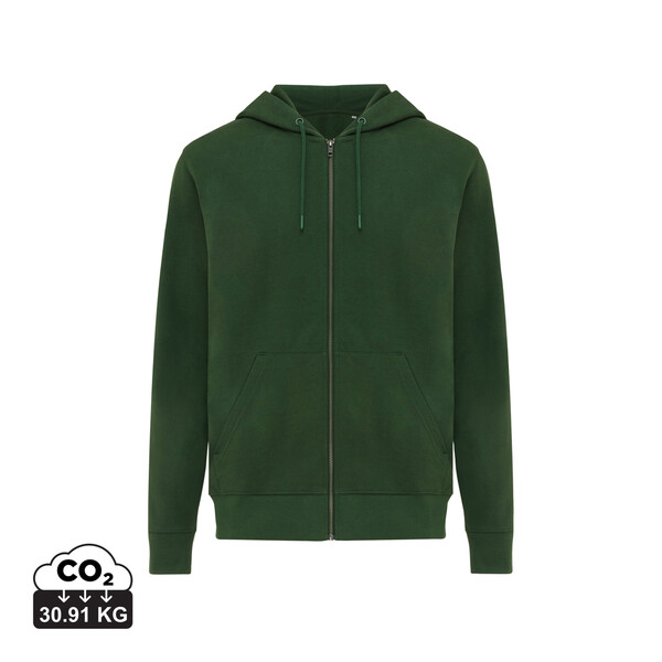 Mikina na zips s kapucňou Iqoniq Abisko z recykl. bavlny - Forest Green / L