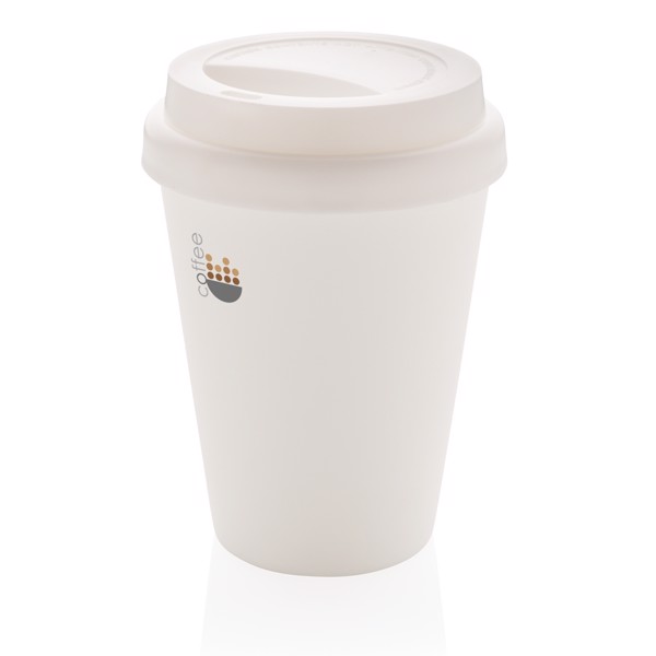 Reusable double wall coffee cup 300ml - White