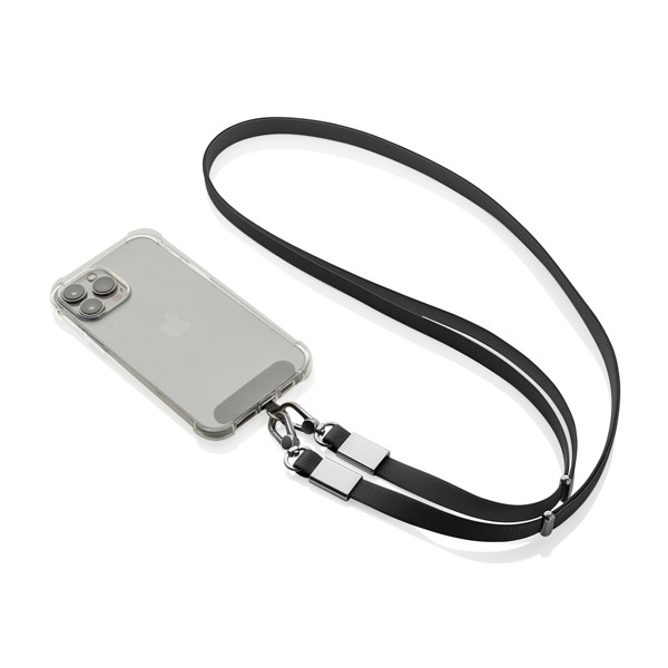 Crossbody lanyard Nivo RCS z recyklovaného PET - Černá