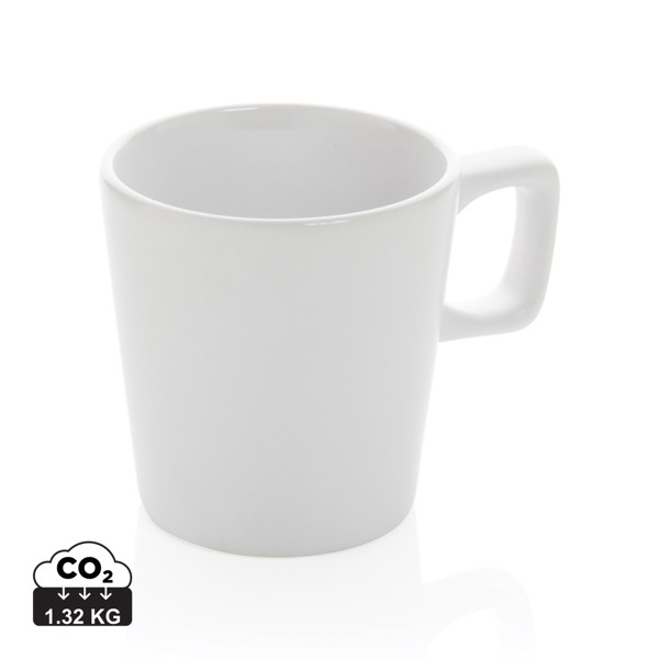 Moderne Keramik Kaffeetasse, 300ml - Weiß / Weiß