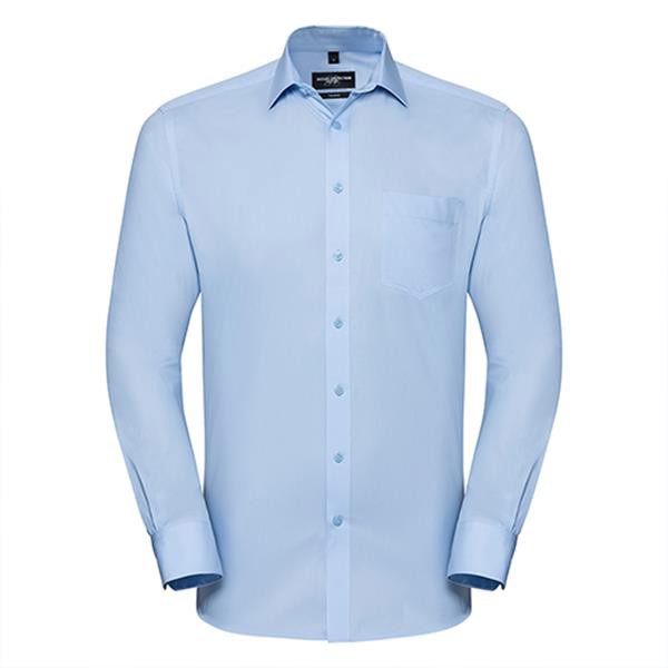 Camisa Coolmax Manga Comprida 107G - 70%Algodão/ 30%Poliéster Coolmax - Azul Claro / S