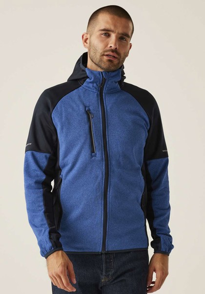X-Pro Coldspring Ii Hybrid Performance Stretch Hooded Fleece Jacket - Oxford Blue Marl / Navy / 3XL