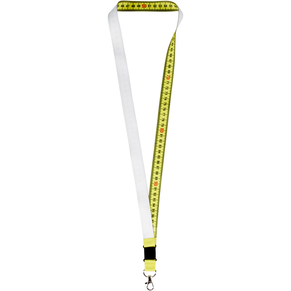 Isla 1 Meter RPET Sublimation Lanyard mit Sicherheitsverschluss - gelb / schwarz / weiss