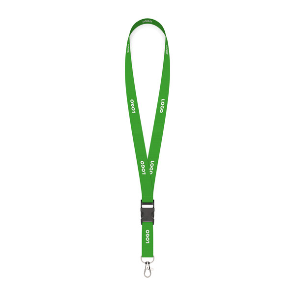 Detachable polyester pantone matched screenprint lanyard - Bright Lime Green / 20mm width / Metal carabiner