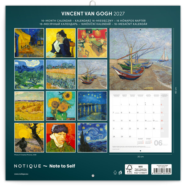 Notique Poznámkový Kalendář Vincent Van Gogh 2027, 30 x 30 cm - Východní