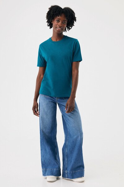 Tričko IQONIQ Brett z recykl. bavlny - Dark Teal / XS