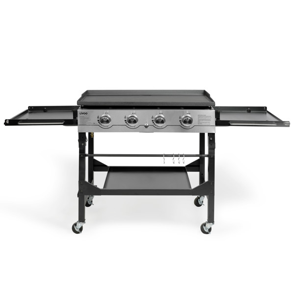 Plancha gaz 4 brûleurs sur desserte