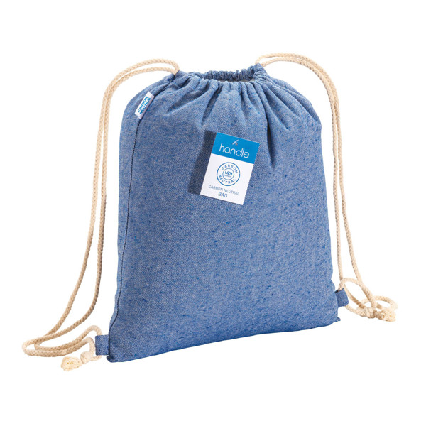 280 Gr/M2 Recycled Cotton Melange-Effect Backpack With Drawstring Choke Closure Attached - Royal