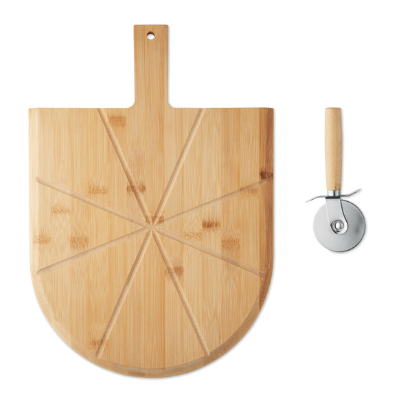 Bamboo pizza board & cutter Napolitana