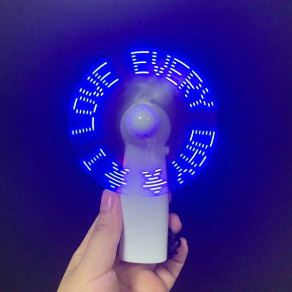 Vreckový vetráčik s LED sloganom - WHITE