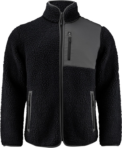 Men's Sherpa Fleece Jacket "Two-Tone" James Harvest | Kingsley Fleece Men - Black / M