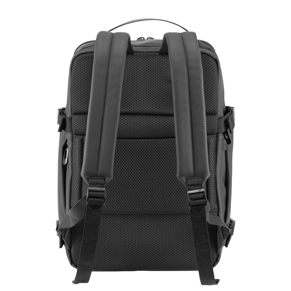 Cabin Size Travel Backpack With Laptop Holder (15) In Soft, Water-Resistant Pu - Black