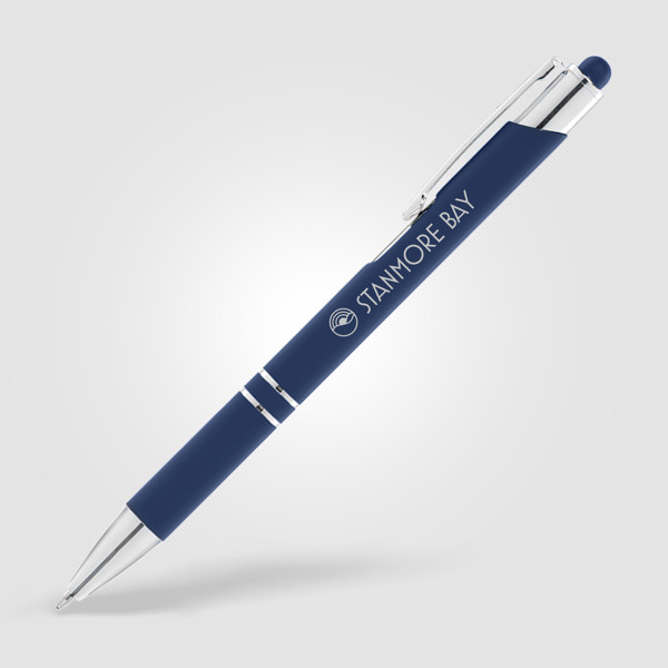 Stylo Crosby Softy Stylet Coté Clip - Bleu marine / Laser